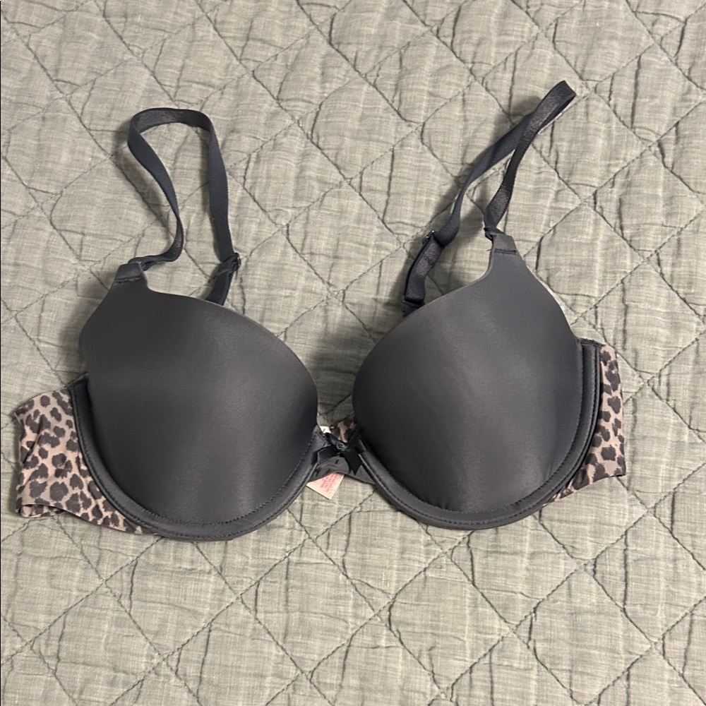 Victorias Secret Gray and Leopard Bra